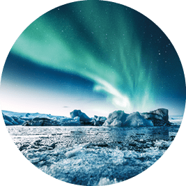 aurora borealis in jokulsarlon