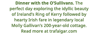 Dinner with the O Sullivans  The perfect day exploring the idyllic beauty of Ireland s Ring of Kerry followed by hear   