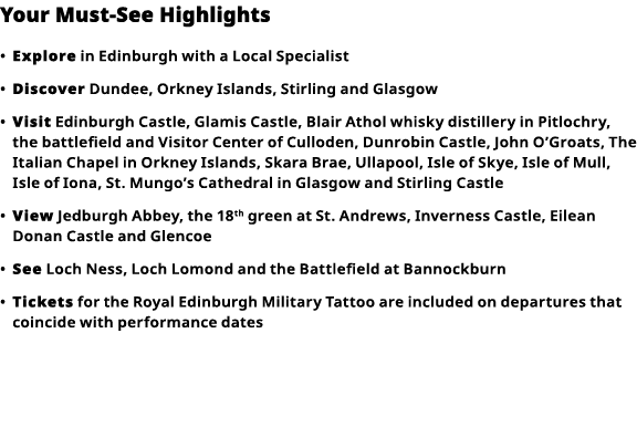 Your Must-See Highlights     Explore  in Edinburgh with a Local Specialist      Discover  Dundee, Orkney Islands, Sti   
