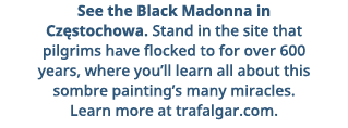 See the Black Madonna in Częstochowa  Stand in the site that pilgrims have flocked to for over 600 years, where you l   