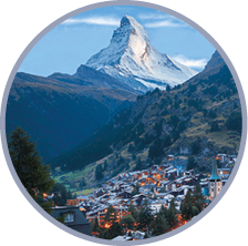 Famous Zermatt village with the peak of the Matterhorn in the Swiss Alps