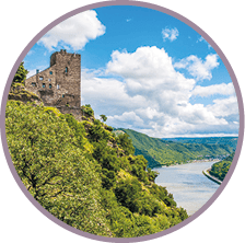 2BC9M0B Liebenstein Castle near Kamp-Bornhofen on the Middle Rhine, houses a hotel and a restaurant, one of the two enemy brothers, part of the Unesco Worl