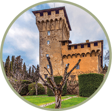 J4YH0P Trebbio Castle and its garden inside the wall