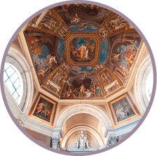 dome painting at Sala delle Muse, Vatican Museums, Vatican city, Rome, Latium, Lazio, Italy, Europe   Vatican