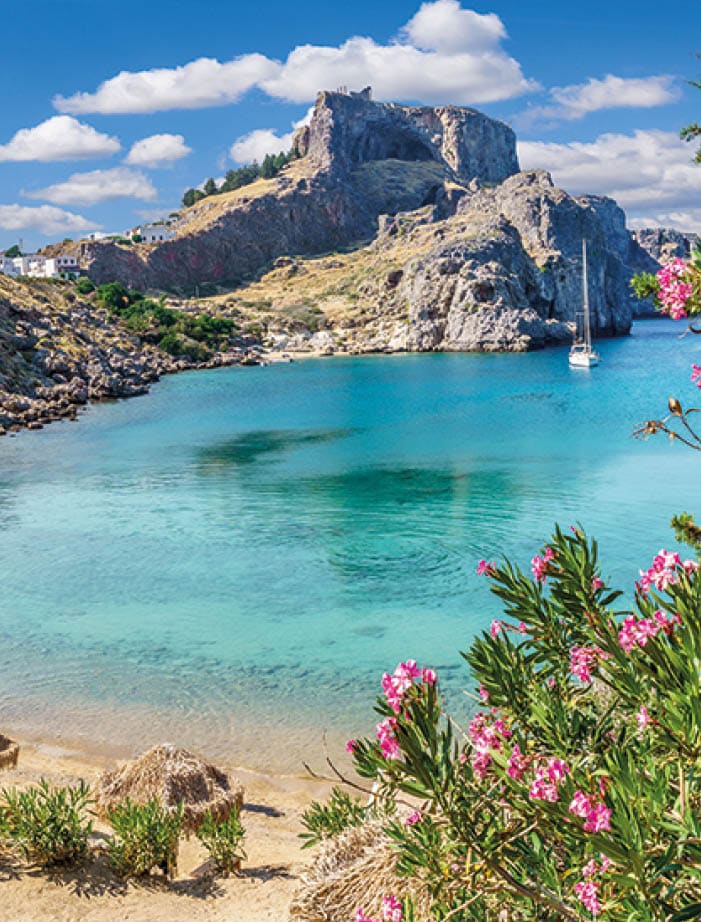 Landscape with Saint Paul's beach, Rhodes, Greece