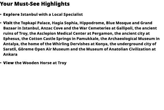 Your Must-See Highlights     Explore  Istanbul with a Local Specialist      Visit  the Topkapi Palace, Hagia Sophia,    